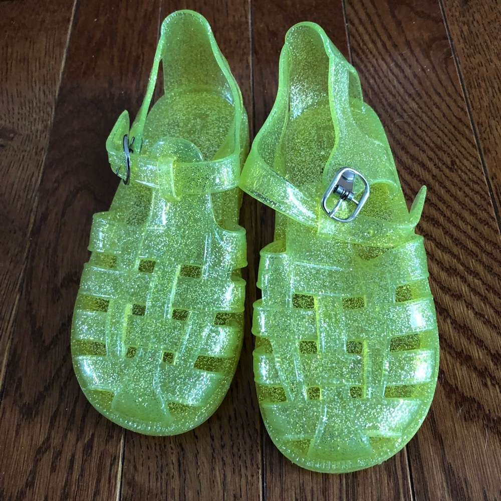 NWOT Gap yellow glitter jelly sandals size 10